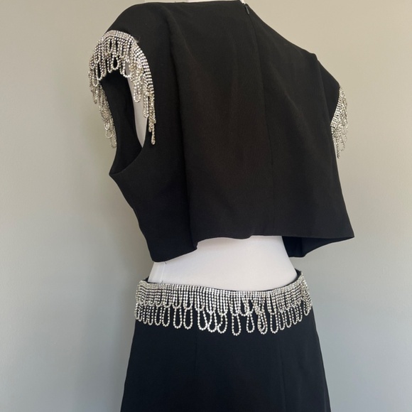 H&M Studio‎ Collections 2022 Black Rhinestone Detail Cutout Mini Black Dress XL - Picture 11 of 16